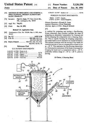 Method of preparing and storing a free flowing, frozen alimentar